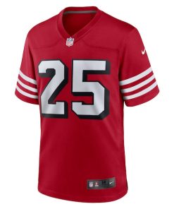 Alternative view of Elijah Mitchell San Francisco 49ers Nike Alternate Team Game Jersey - Scarlet