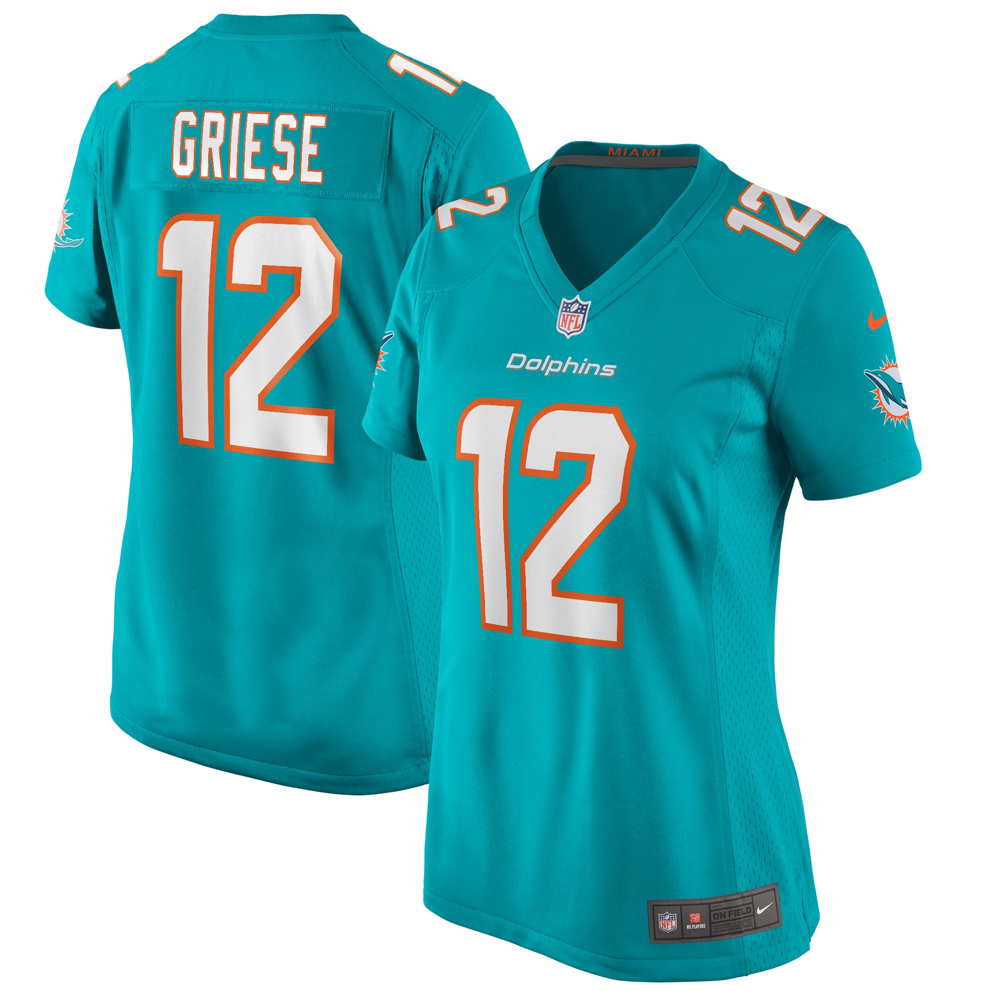 Bob Griese Miami Dolphins Nike Women's Retired Player Jersey - White/Aqua - Image 6