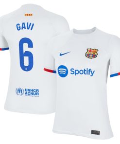 Gavi Barcelona Nike Youth 2023/24 Away Stadium Replica Player Jersey - White