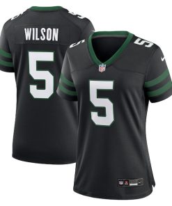 Alternative view of Garrett Wilson New York Jets Nike Women's Alternate Game Jersey - Legacy Black/Green/White