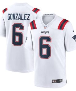 Alternative view of Christian Gonzalez New England Patriots Nike  Game Jersey -  White/Navy/Red