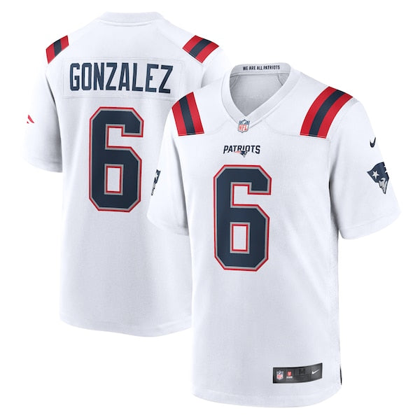 Christian Gonzalez New England Patriots Nike Game Jersey - White/Navy/Red - Image 2