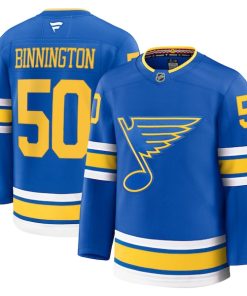 Alternative view of Jordan Binnington St. Louis Blues  Home Premium Player Jersey - Blue/White