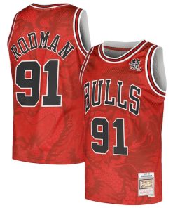 Dennis Rodman Chicago Bulls 1997/98 Hardwood Classics Asian Heritage 6.0 Swingman Throwback Player Jersey - Red