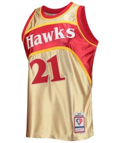 Alternative view of Dominique Wilkins Atlanta Hawks 75th Anniversary 1986/87 Hardwood Classics Swingman Jersey - Gold