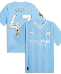 Phil Foden Manchester City Puma 2023/24 Home Authentic Player Jersey - Sky Blue