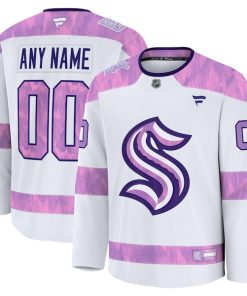 Seattle Kraken  2024 Hockey Fights Cancer Custom Practice Jersey - White