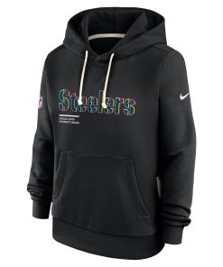 Alternative view of Pittsburgh Steelers Nike Women's 2025 NFL Crucial Catch Sideline Standard Issue Dri-FIT Hoodie - Black