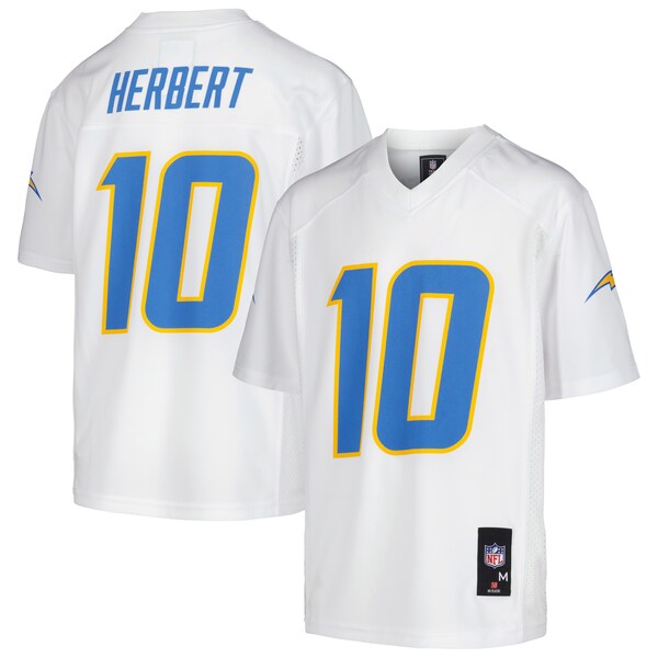 Justin Herbert Los Angeles Chargers Youth Replica Player Jersey - White/Powder Blue - Image 2