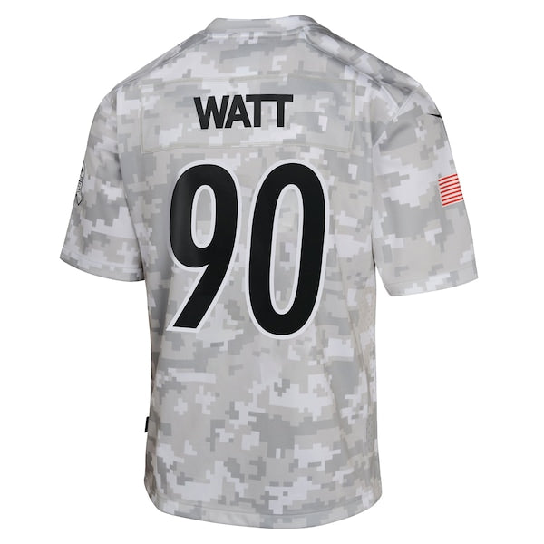 T.J. Watt Pittsburgh Steelers Nike Youth 2024 Salute to Service Game Jersey - Arctic Camo - Image 3
