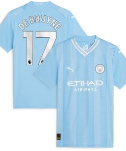 Kevin De Bruyne Manchester City Puma Women's 2023/24 Home Replica Player Jersey - Sky Blue