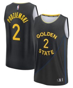 Brandin Podziemski Golden State Warriors  Fast Break Replica Player Jersey - Statement Edition - Black