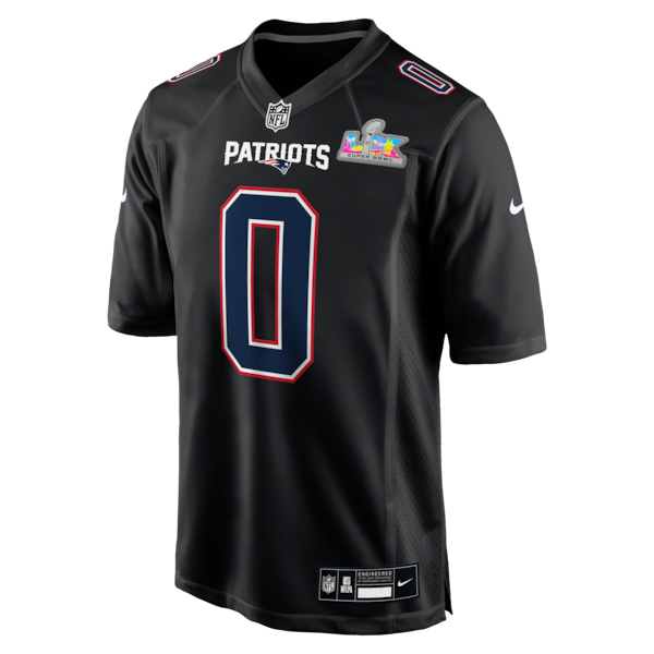 Men's New England Patriots Christian Gonzalez Nike Black Super Bowl LX Patch Carbon Fashion Game Jersey - Image 2