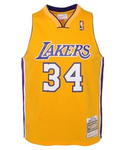 Alternative view of Shaquille O'Neal Los Angeles Lakers Youth 1999/00 Hardwood Classics Swingman Jersey - Gold