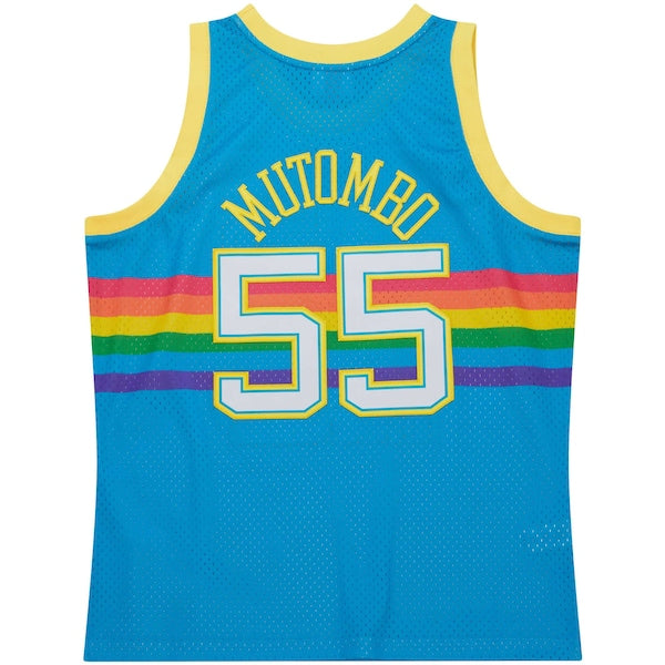 Dikembe Mutombo Denver Nuggets Hardwood Classics 1991/92 Tropical Swingman Jersey - Blue - Image 3