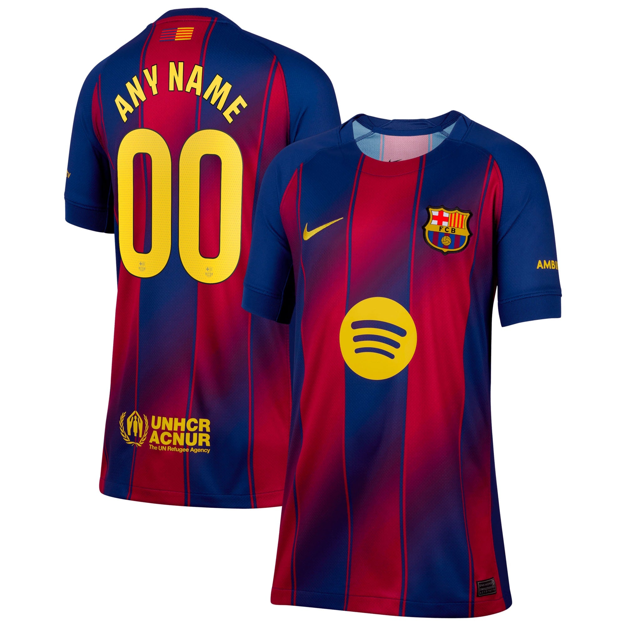 Barcelona Nike Youth 2025/26 Away Stadium Replica Custom Jersey - Gold/Blue - Image 5