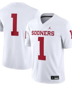 #1 Oklahoma Sooners Jordan Brand Game Jersey - Crimson/White