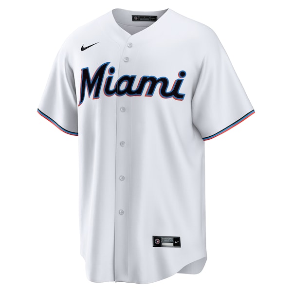 Miami Marlins Nike Home Blank Replica Jersey - White - Image 2