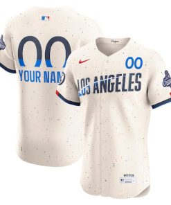 Los Angeles Dodgers Nike 2025 World Series Champions City Connect Elite Custom Jersey - Cream/Royal
