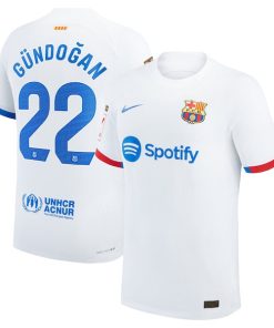 Ilkay G¨¹ndogan Barcelona Nike 2023/24 Away Match Authentic Player Jersey - White/Aqua/Royal