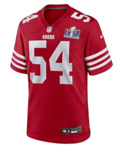 Alternative view of Fred Warner San Francisco 49ers Nike Super Bowl LVIII Game Jersey - Scarlet