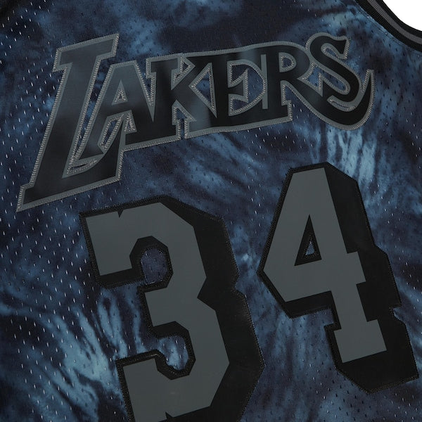 Shaquille O'Neal Los Angeles Lakers Hardwood Classics 1996/97 Tie-Dye Swingman Jersey - Black - Image 4