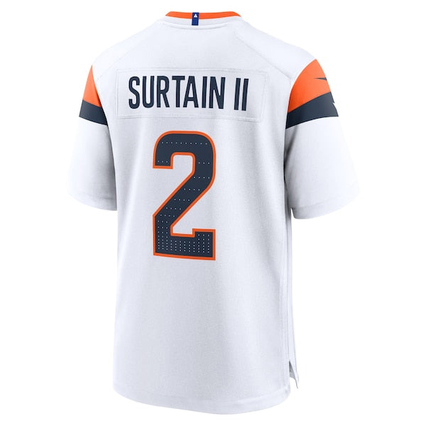 Patrick Surtain II Denver Broncos Nike Game Jersey - White/Navy/Orange - Image 4