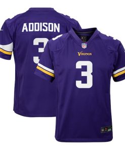 Jordan Addison Minnesota Vikings Nike Youth Team Player Game Jersey - Purple