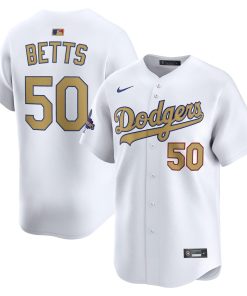 Mookie Betts Los Angeles Dodgers Nike 2025 Gold Collection Limited Jersey ¨C White