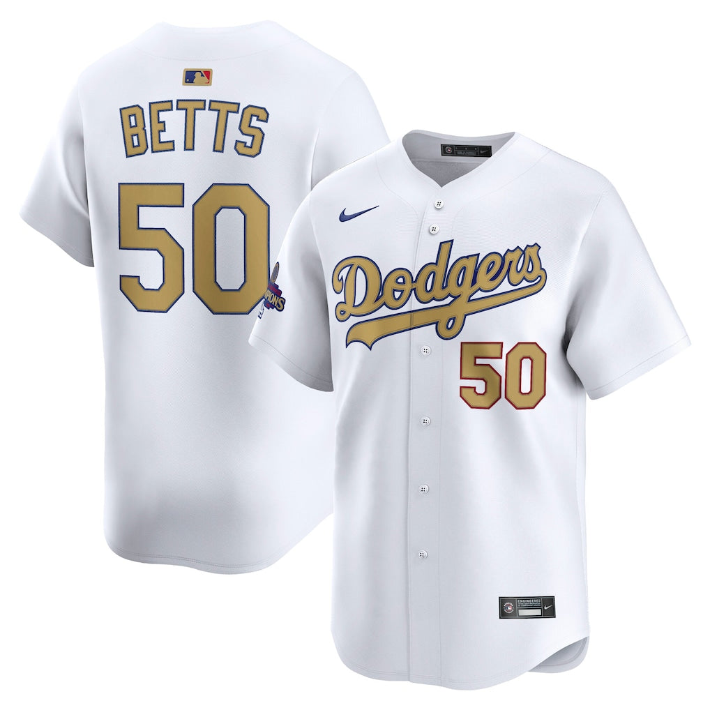 Mookie Betts Los Angeles Dodgers Nike 2025 Gold Collection Limited Jersey ยจC White