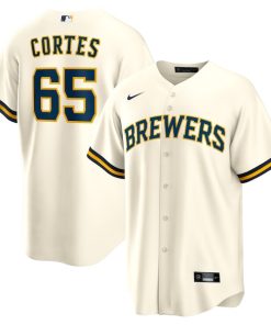Nestor Cortes Milwaukee Brewers Nike Home Replica Jersey - Cream