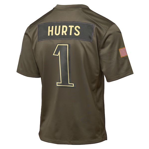 Jalen Hurts Philadelphia Eagles Nike Youth 2025 Salute to Service Game Jersey - Olive - Image 3