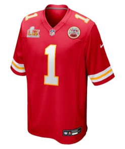 Alternative view of Xavier Worthy Kansas City Chiefs Nike Super Bowl LIX Game Jersey - Red