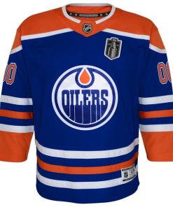 Alternative view of Edmonton Oilers Youth 2025 Stanley Cup Final Home Premier Custom Jersey - Royal
