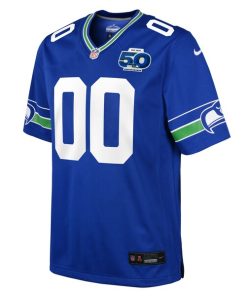 Alternative view of Seattle Seahawks Nike Youth 50th Season Throwback Custom Game Jersey - Royal