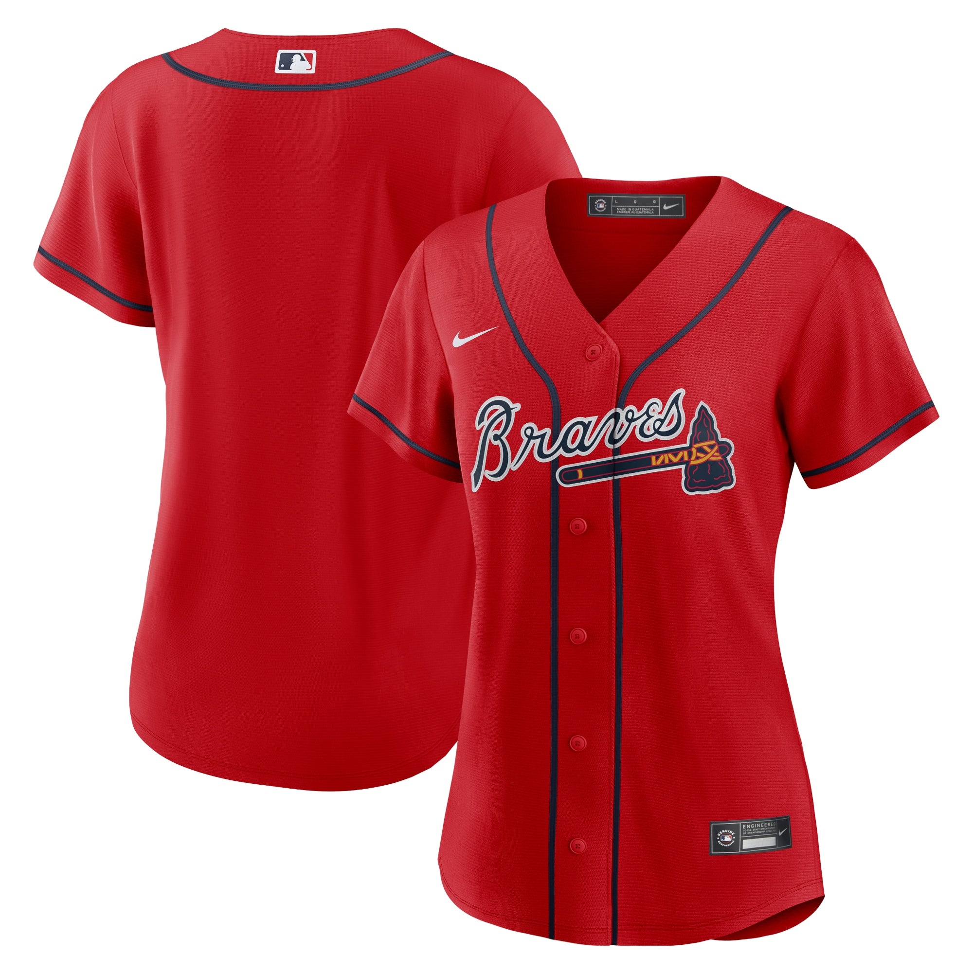 Women's Atlanta Braves Nike Navy Alternate Replica Team Jersey/White/Red - Image 8
