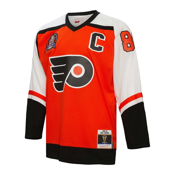 Eric Lindros Philadelphia Flyers Captain Patch 1996/97 Blue Line Player Jersey - Orange - Image 2