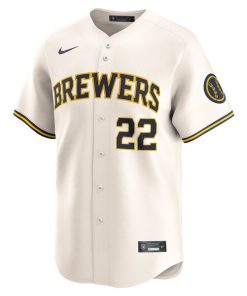 Alternative view of Christian Yelich Milwaukee Brewers Nike Youth Home Limited Player Jersey - Cream