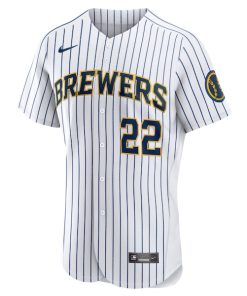 Alternative view of Christian Yelich Milwaukee Brewers Nike Team Alternate Authentic Player Jersey - White