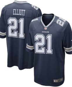 Alternative view of Ezekiel Elliott Dallas Cowboys Nike Game Team Jersey - Navy/White