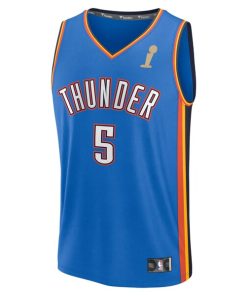 Alternative view of Luguentz Dort Oklahoma City Thunder  2025 NBA Finals Champions Fast Break Replica Player Jersey - Blue - Icon Edition