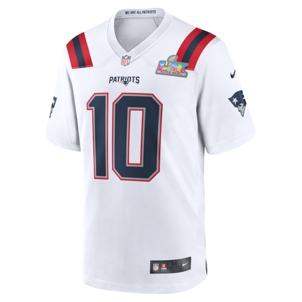 Men's Nike Drake Maye New England Patriots Super Bowl LX Patch Game Jersey - White/Navy - Image 3