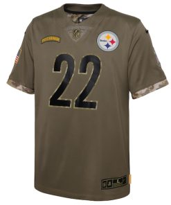 Alternative view of Najee Harris Pittsburgh Steelers Nike Youth 2022 Salute To Service Player Limited Jersey - Olive