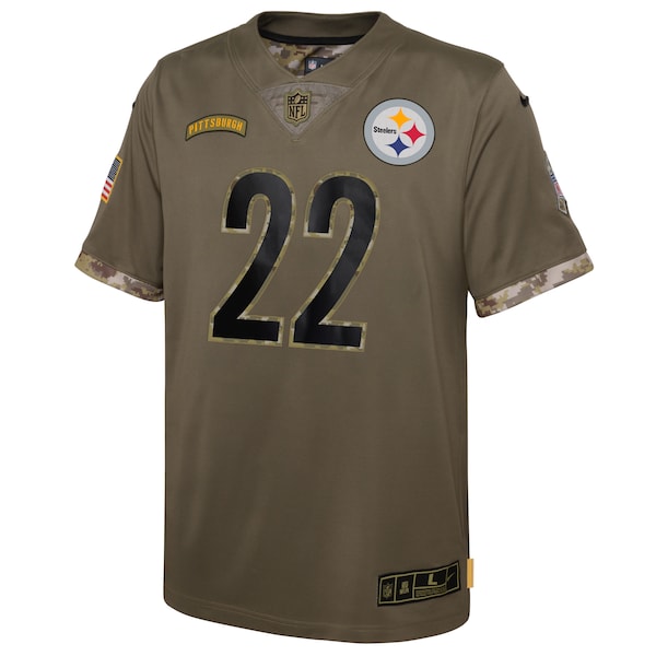 Najee Harris Pittsburgh Steelers Nike Youth 2022 Salute To Service Player Limited Jersey - Olive - Image 2