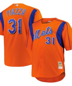 Mike Piazza New York Mets  Big & Tall Cooperstown Collection Mesh Batting Practice Jersey - Orange/Royal