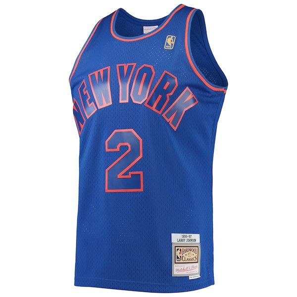 Larry Johnson New York Knicks 1996/97 Hardwood Classics Swingman Jersey - Blue - Image 2